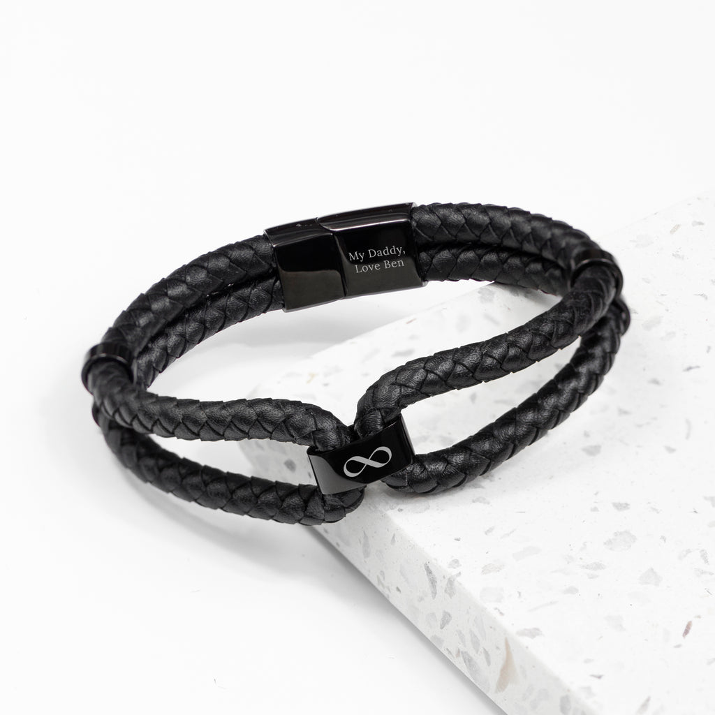 Personalised Men's Infinity Dual Leather Bracelet