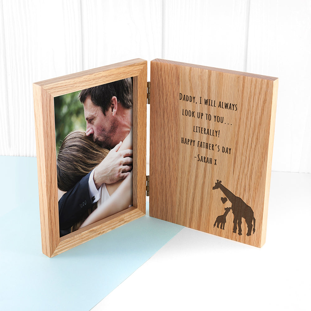 Engraved Father's Day Giraffe Book Photo Frame - treat-republic