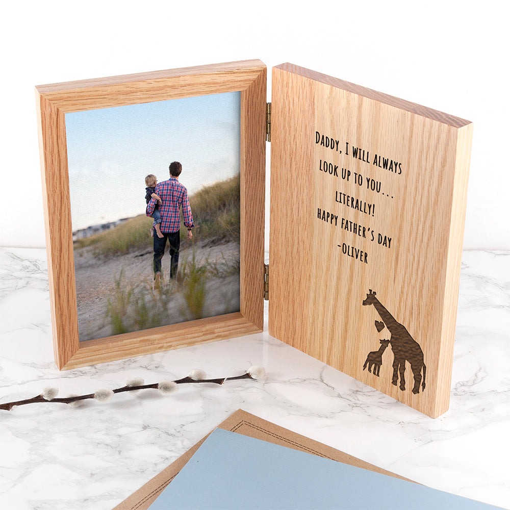 Engraved Father's Day Giraffe Book Photo Frame - treat-republic