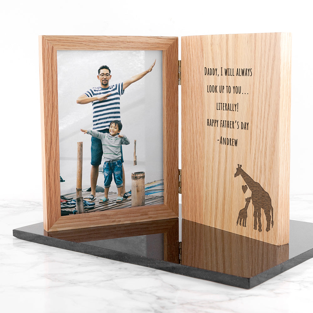 Engraved Father's Day Giraffe Book Photo Frame - treat-republic