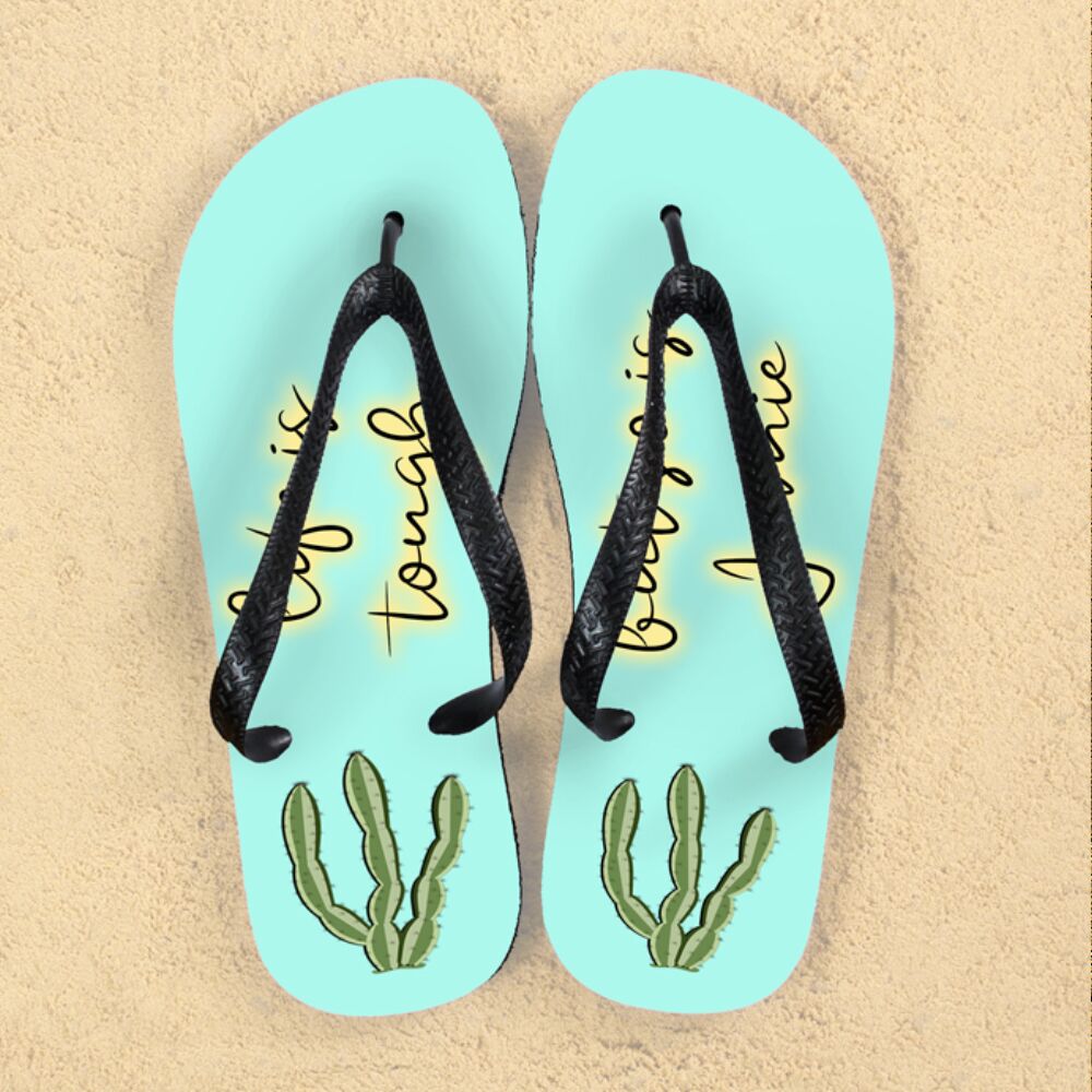 Personalised Tough as Cactus Flip Flops - treat-republic