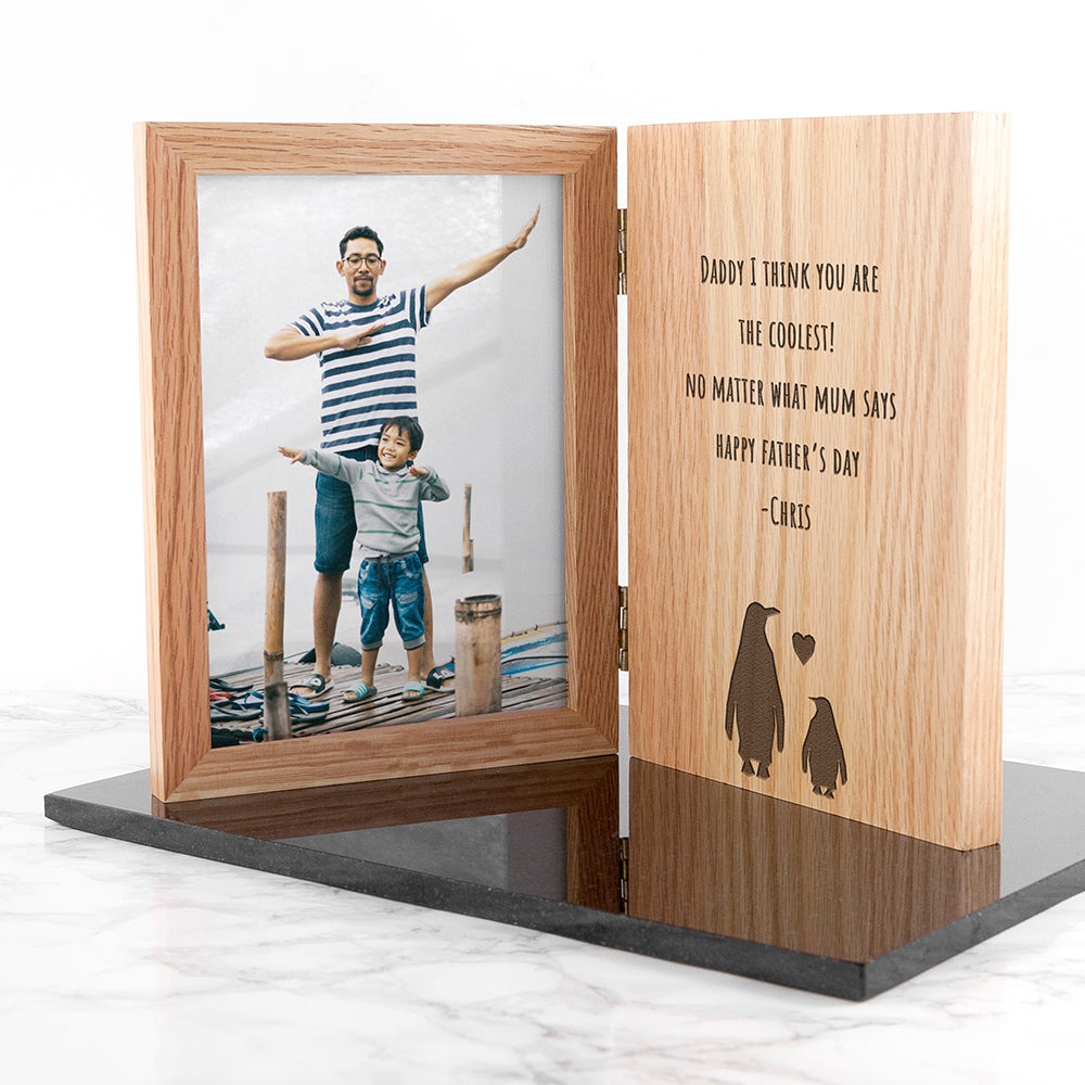 Engraved Father's Day Penguin Book Photo Frame - treat-republic