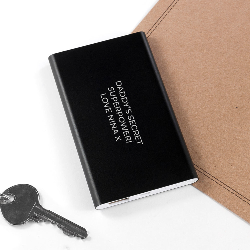Personalised Engraved Black Powerbank - treat-republic