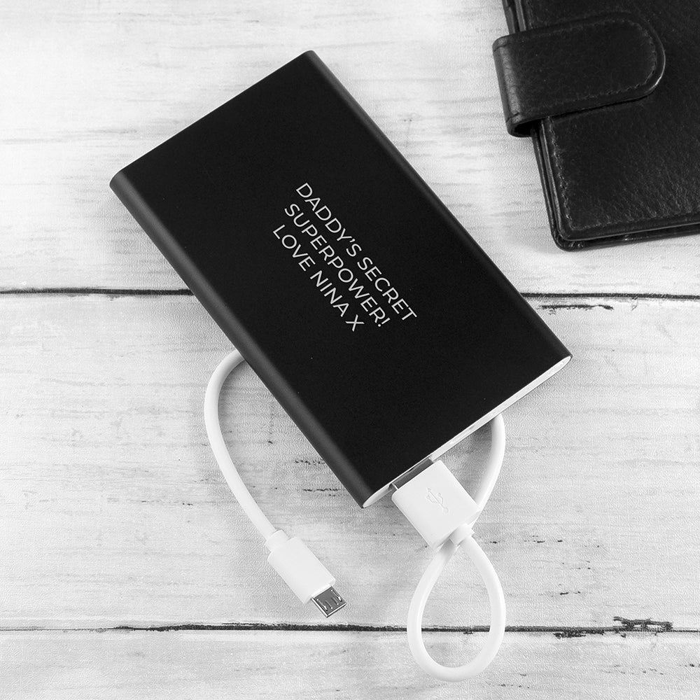 Personalised Engraved Black Powerbank - treat-republic