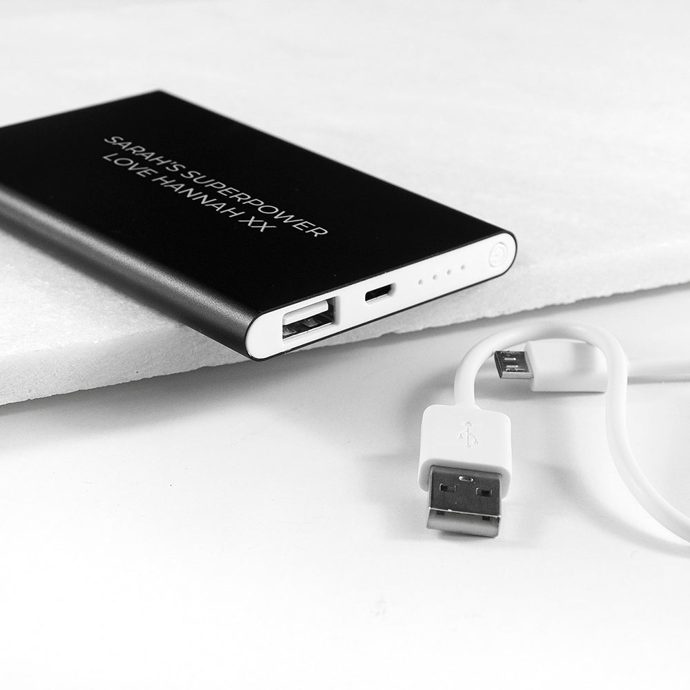 Personalised Engraved Black Powerbank - treat-republic