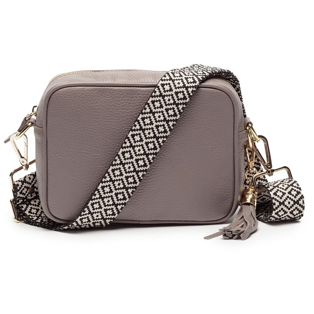 Personalised Elie Beaumont Cross Body Grey Leather Bag with Choice of Strap