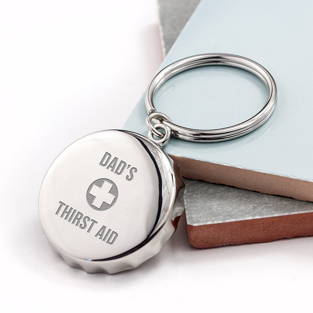 Personalised Thirst Aid Bottle Opener Keyring - treat-republic