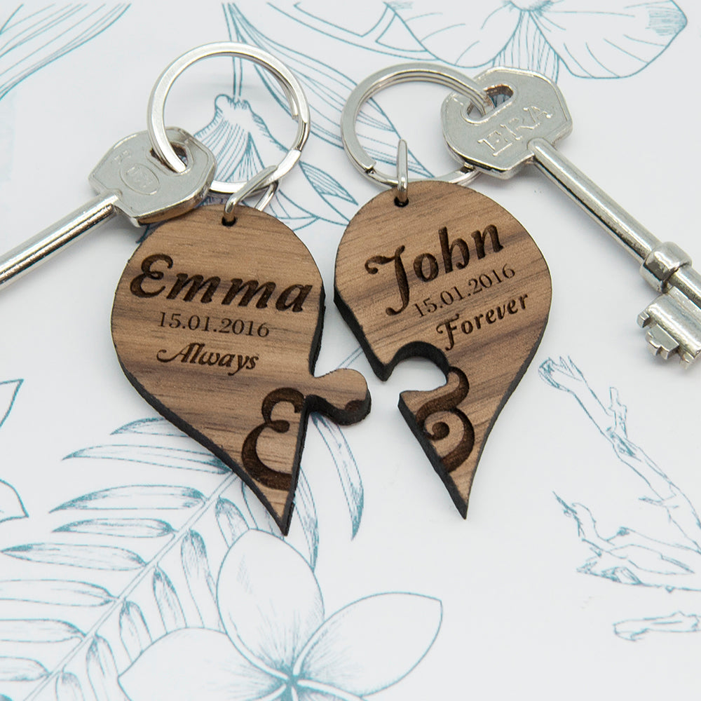Always & Forever Couples' Jigsaw Keyring - treat-republic