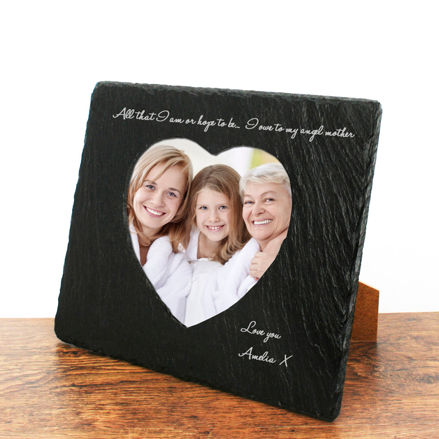 Angel Mother Heart Slate Photoframe - treat-republic
