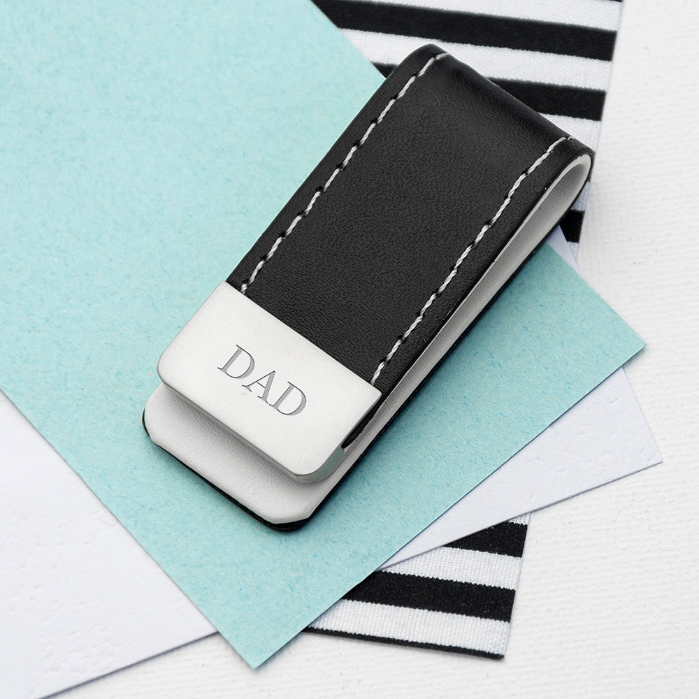 Black Leather Money Clip - treat-republic