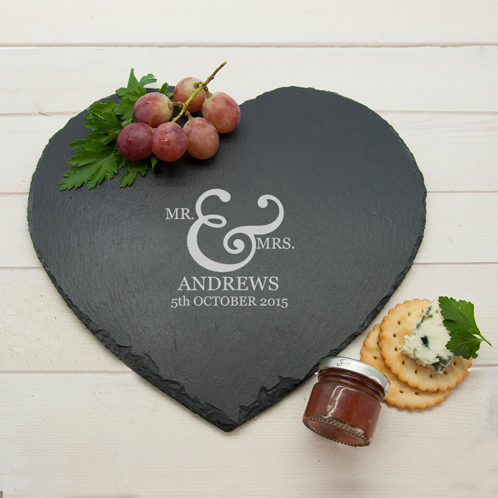 Classic Couples' Heart Slate Cheese Board - treat-republic