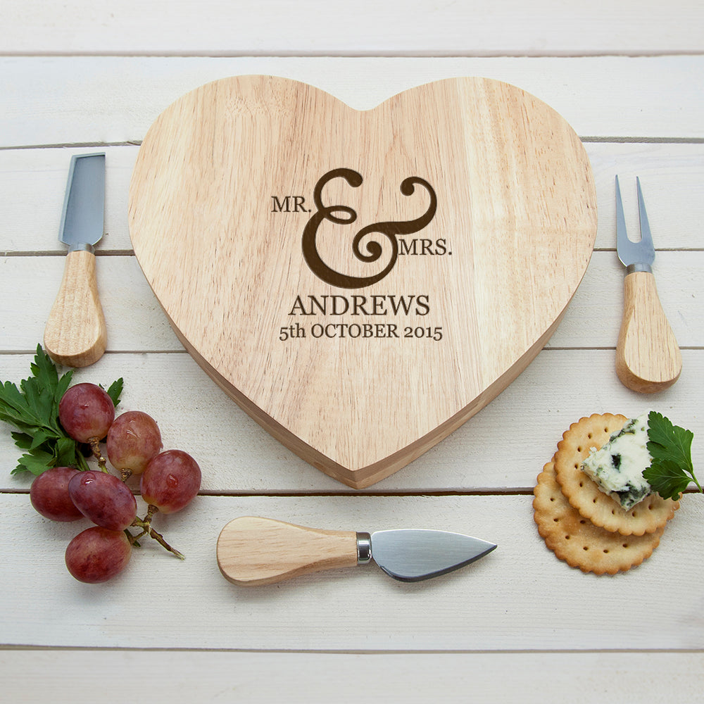 Classic Couples' Romantic Heart Cheese Board - treat-republic