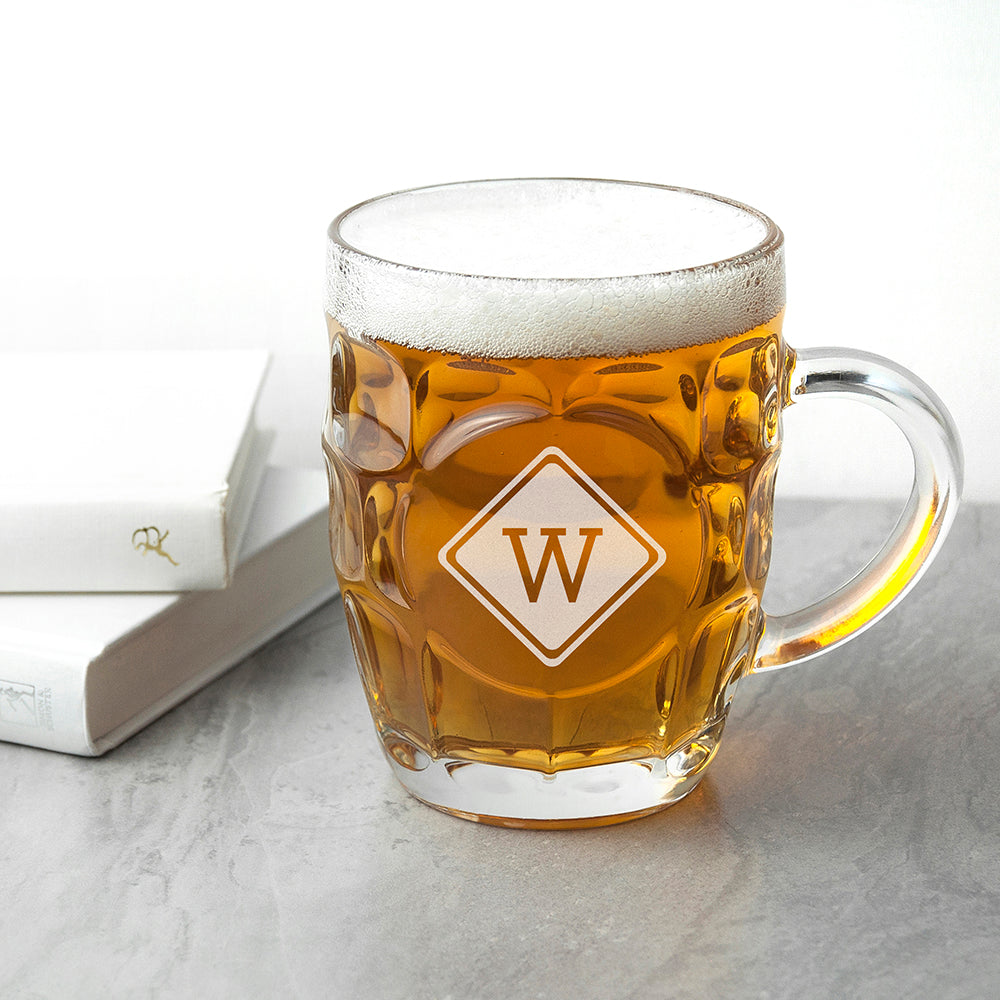 Diamond Monogrammed Dimpled Beer Glass - treat-republic