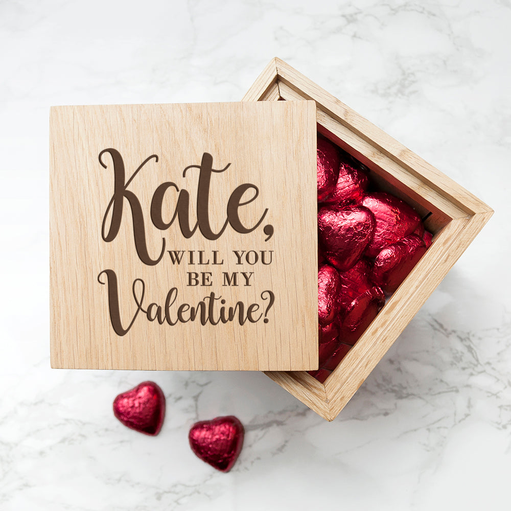 Personalised Be My Valentine Oak Photo Cube - treat-republic