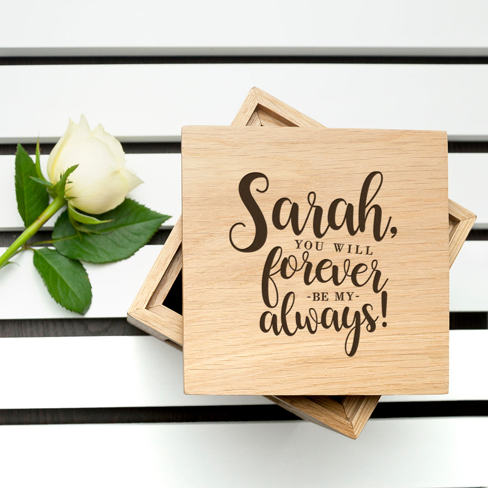 Personalised Forever My Always Oak Photo Cube - treat-republic