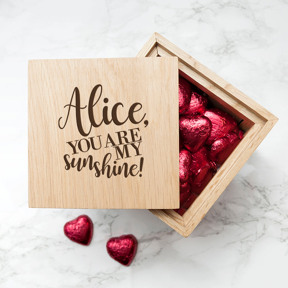 Personalised My Sunshine Oak Photo Cube - treat-republic