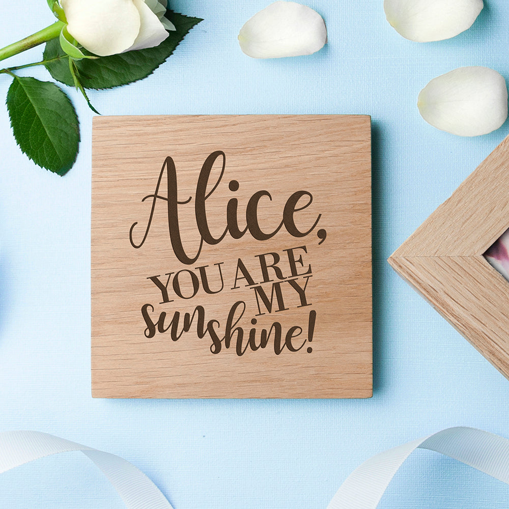 Personalised My Sunshine Oak Photo Cube - treat-republic