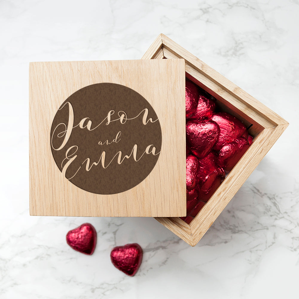 Personalised Typography Oak Photo Cube - treat-republic