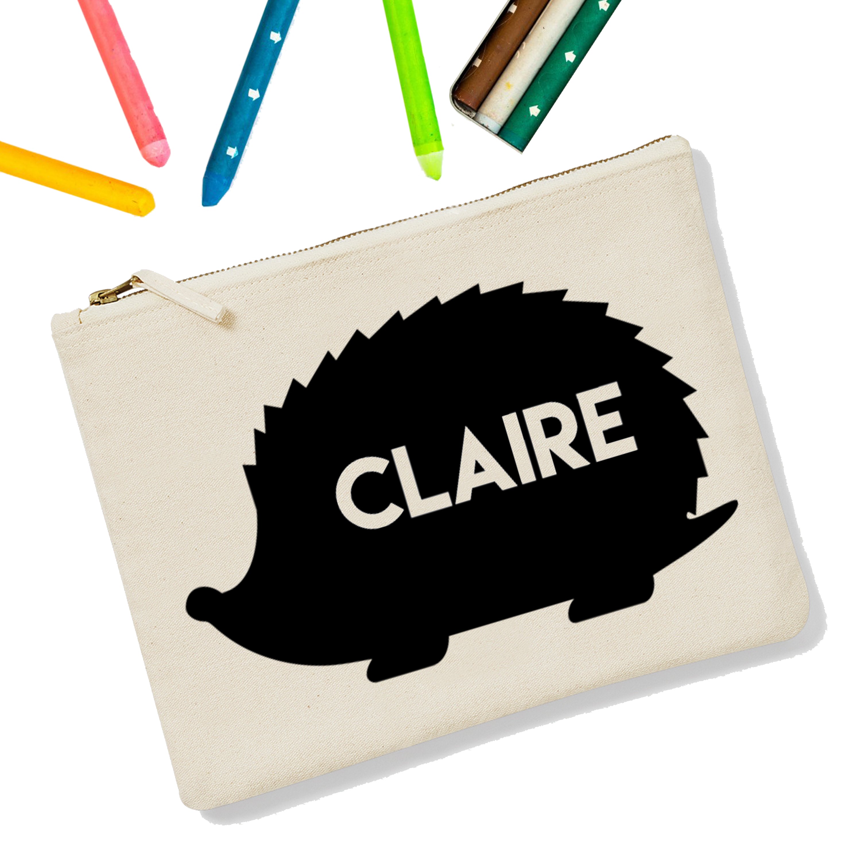 Hedgehog Personalised Zipup Pencil Case - treat-republic