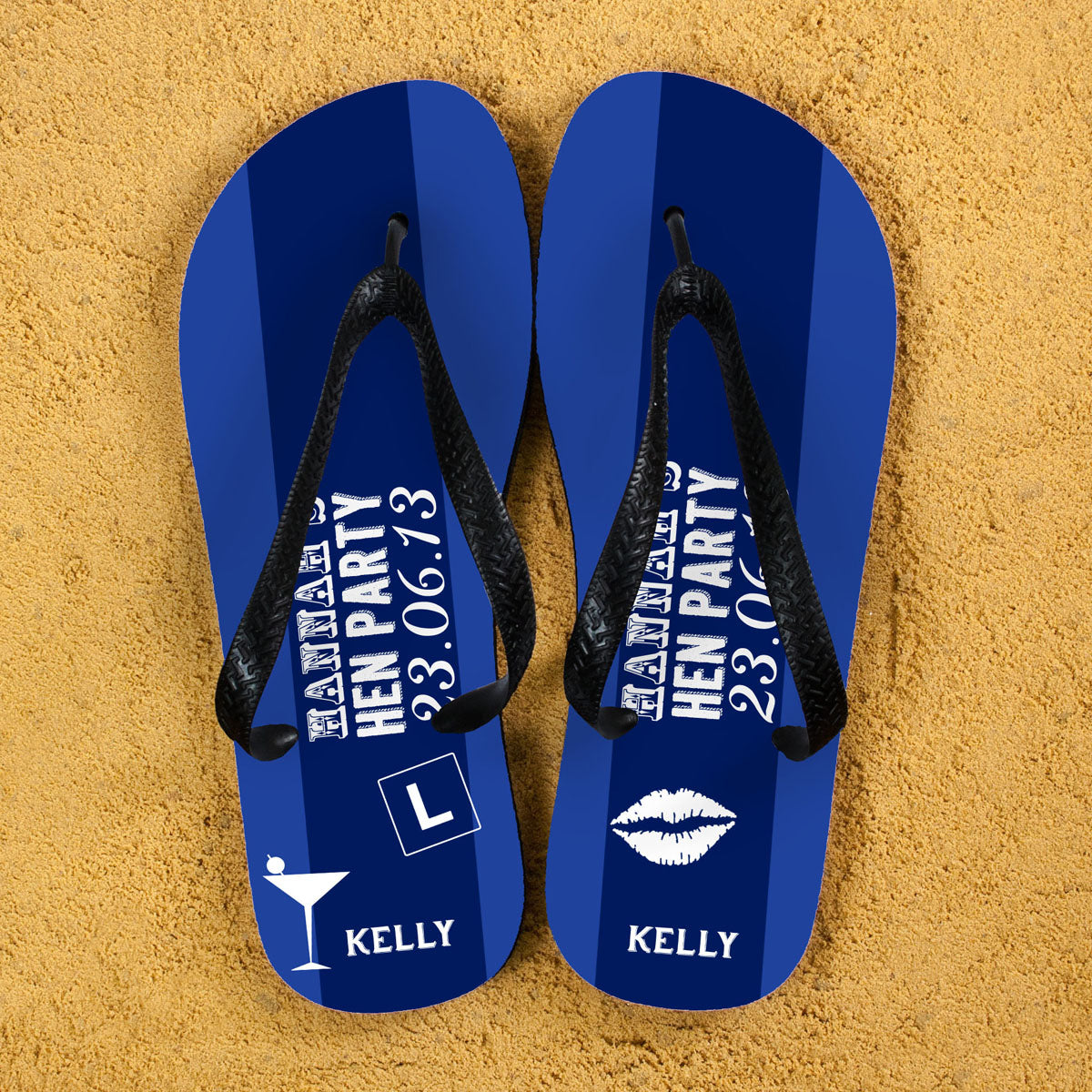 Hen Party Personalised Flip Flops in Dark Blue - treat-republic