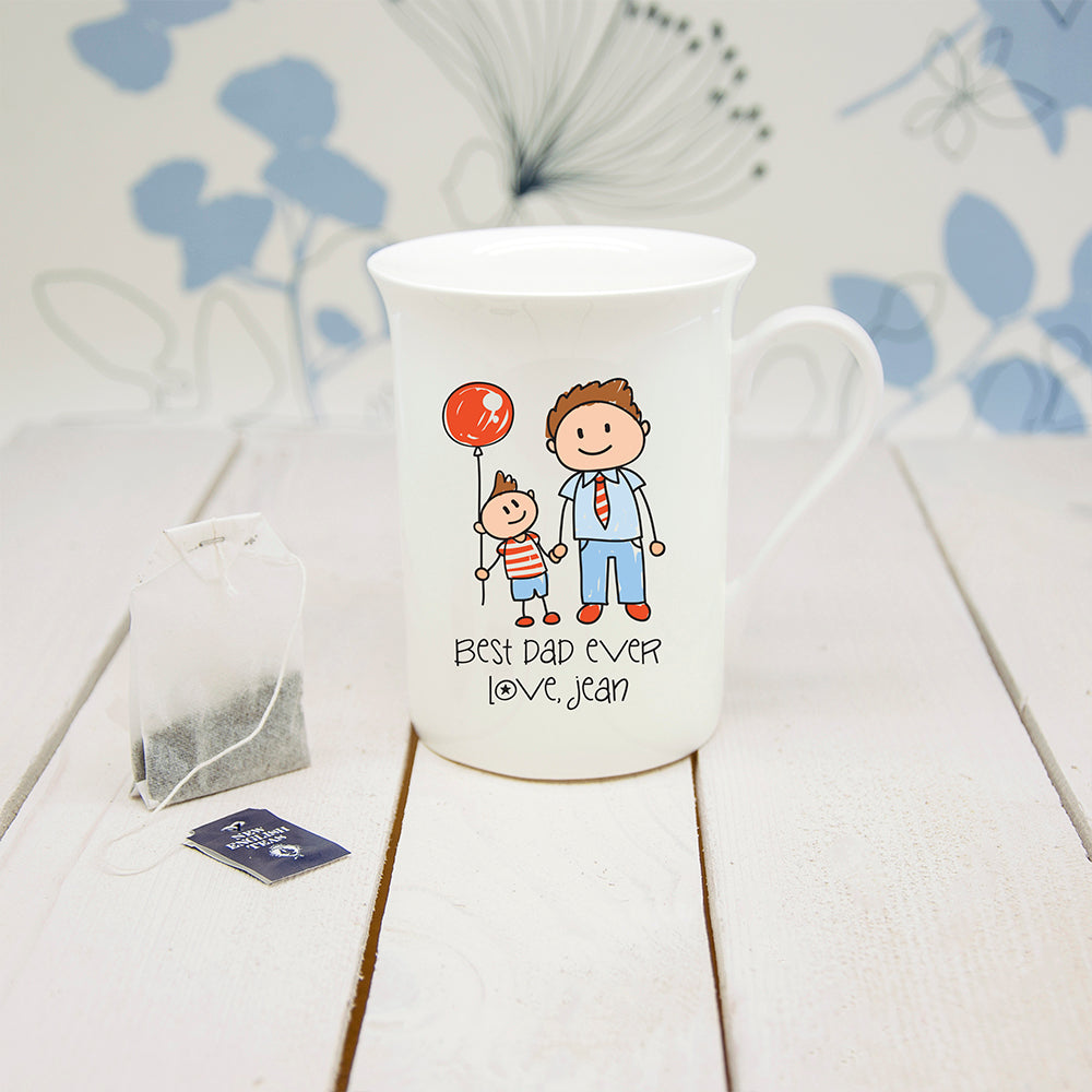 I Love My Dad Personalised Kid's Artwork Bone China Mug - treat-republic