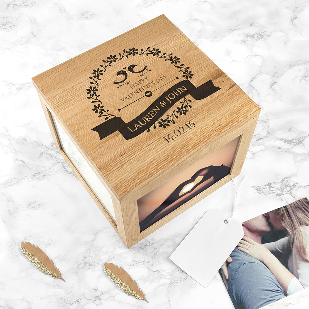 Love Birds' Oak Photo Keepsake Box - treat-republic
