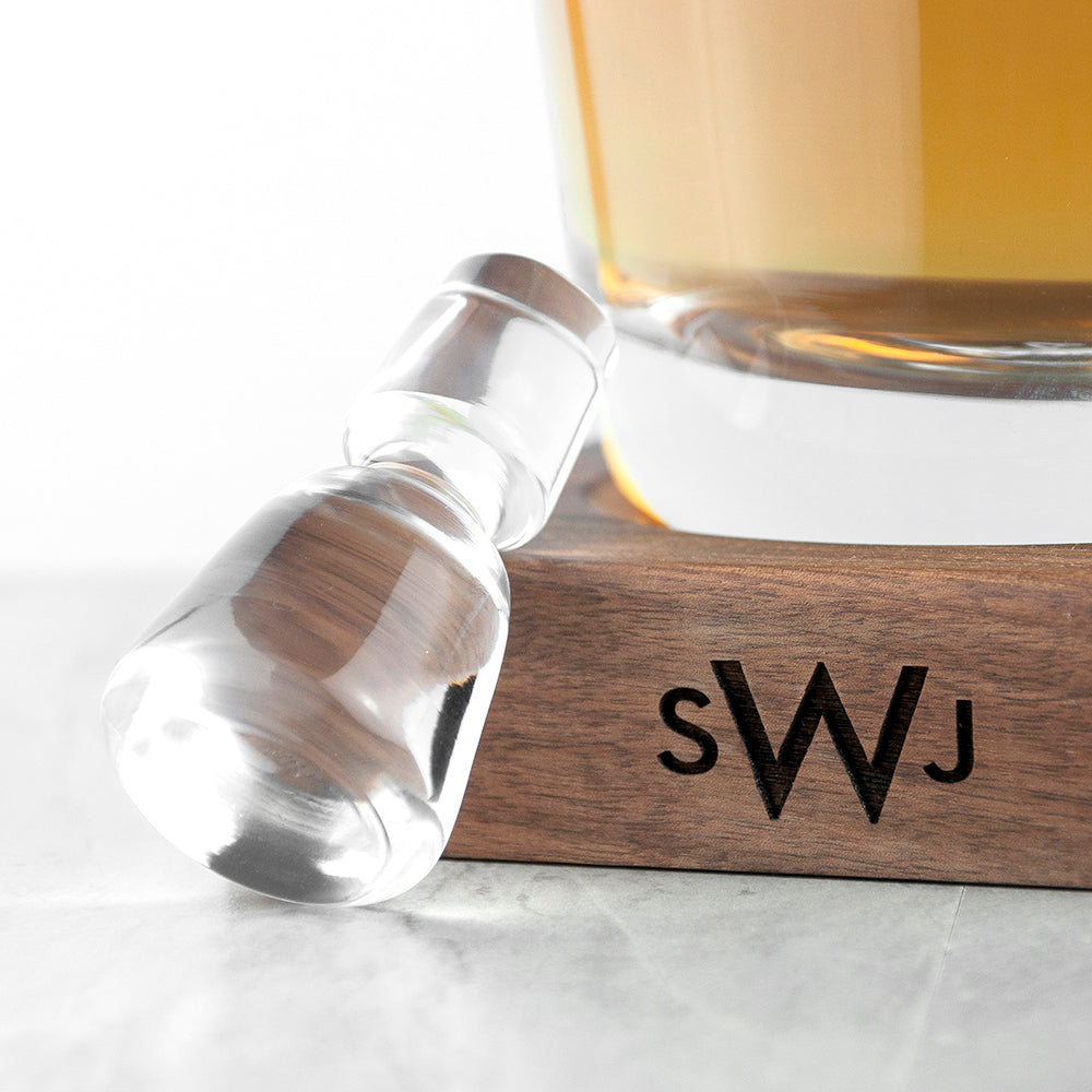 Monogrammed LSA Whisky Decanter & Walnut Base - treat-republic