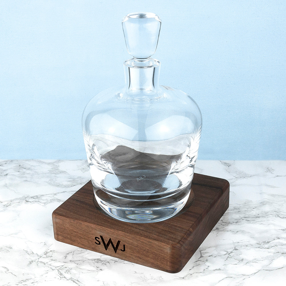 Monogrammed LSA Whisky Decanter & Walnut Base - treat-republic