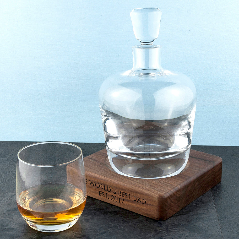 Personalised LSA Whisky Decanter & Walnut Base - treat-republic