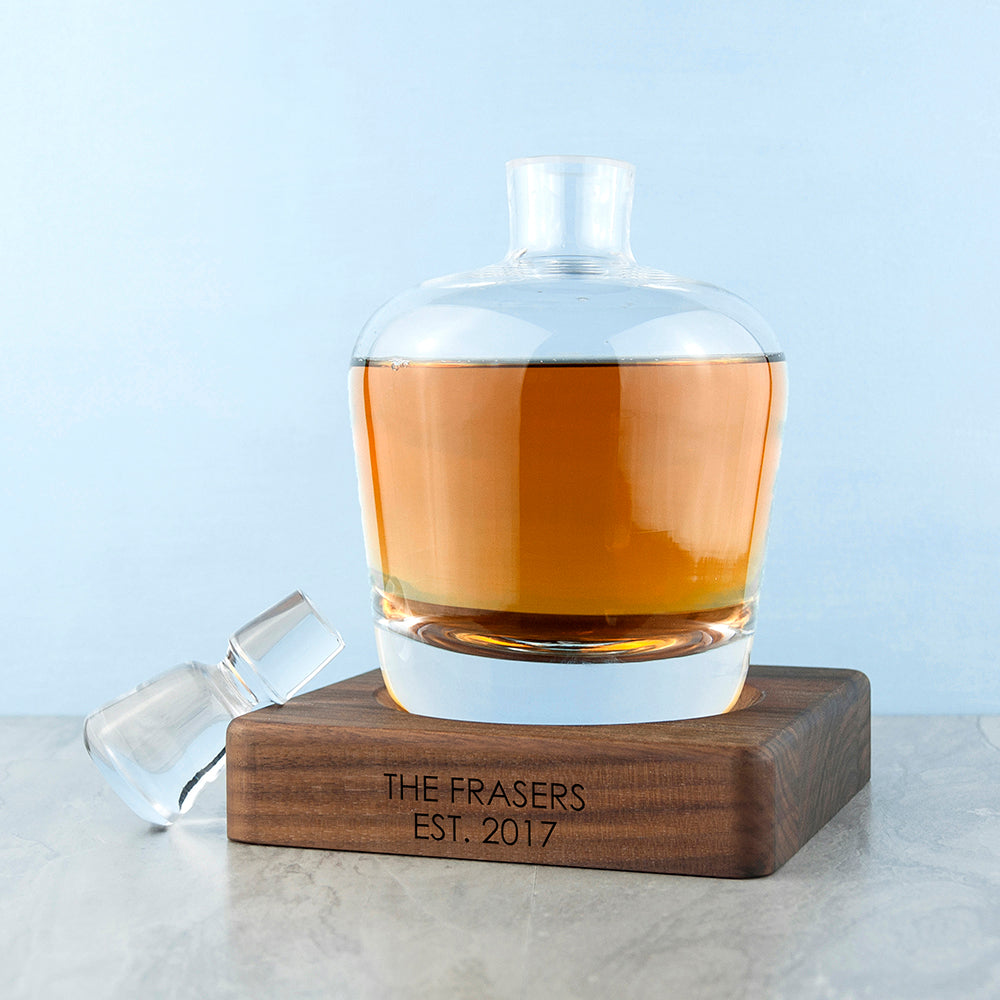 Personalised LSA Whisky Decanter & Walnut Base - treat-republic