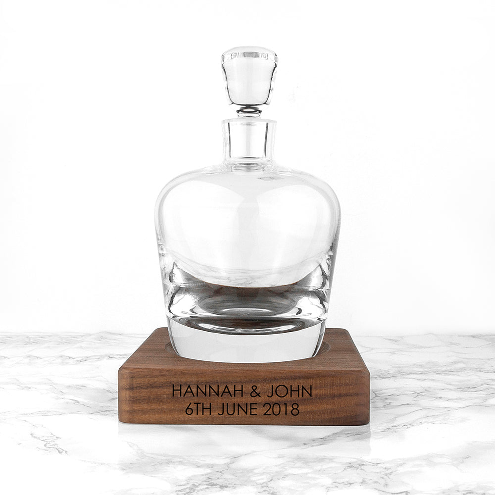 Personalised LSA Whisky Decanter & Walnut Base - treat-republic