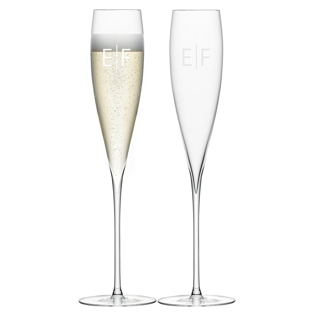 LSA Monogrammed Savoy Champagne Flutes - treat-republic