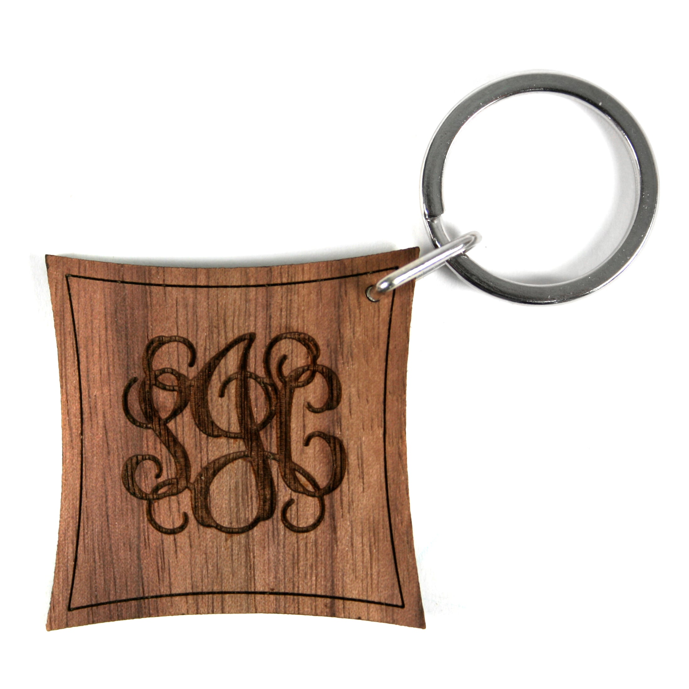 Monogram Initial Wooden Keyring - treat-republic