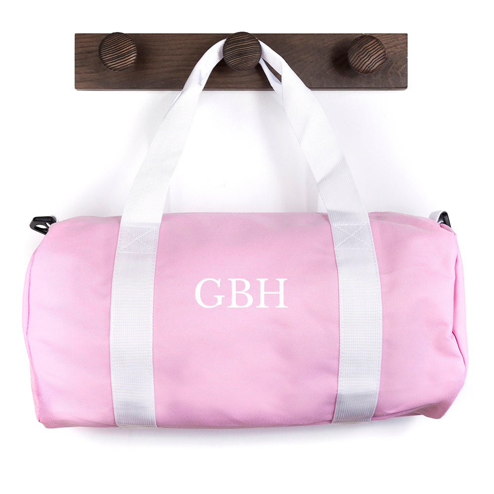 Monogrammed Barrel Gym Bag in Pink - treat-republic