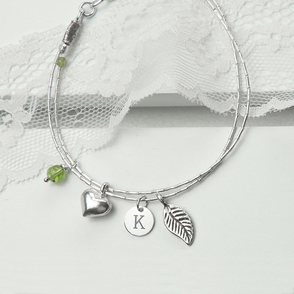 Personalised Silver Bracelet with Peridot for Adult or Child - treat-republic