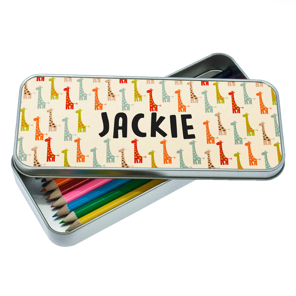 Multi-Coloured Giraffe Pattern Pencil Case - treat-republic