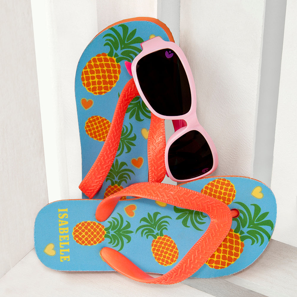 Partying Pineapples! Child's Personalised Flip Flops - treat-republic