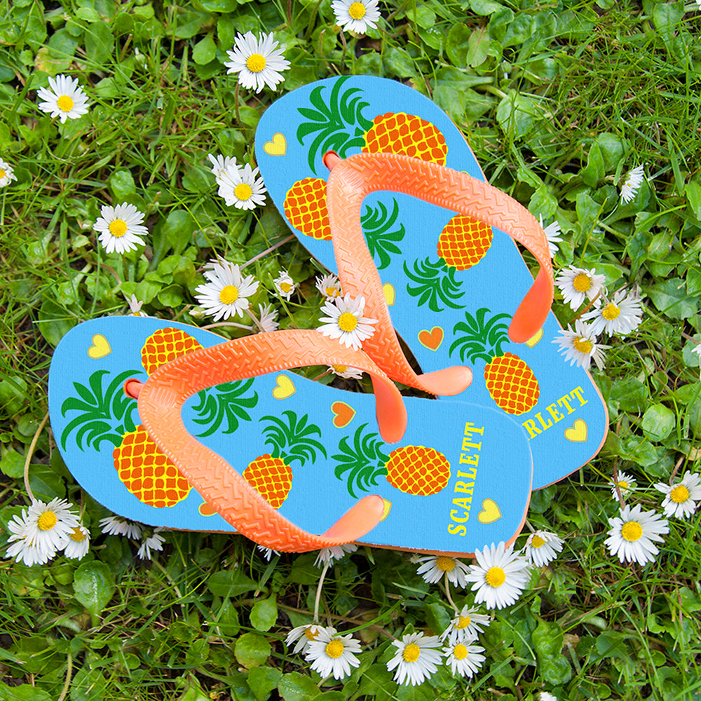 Partying Pineapples! Child's Personalised Flip Flops - treat-republic