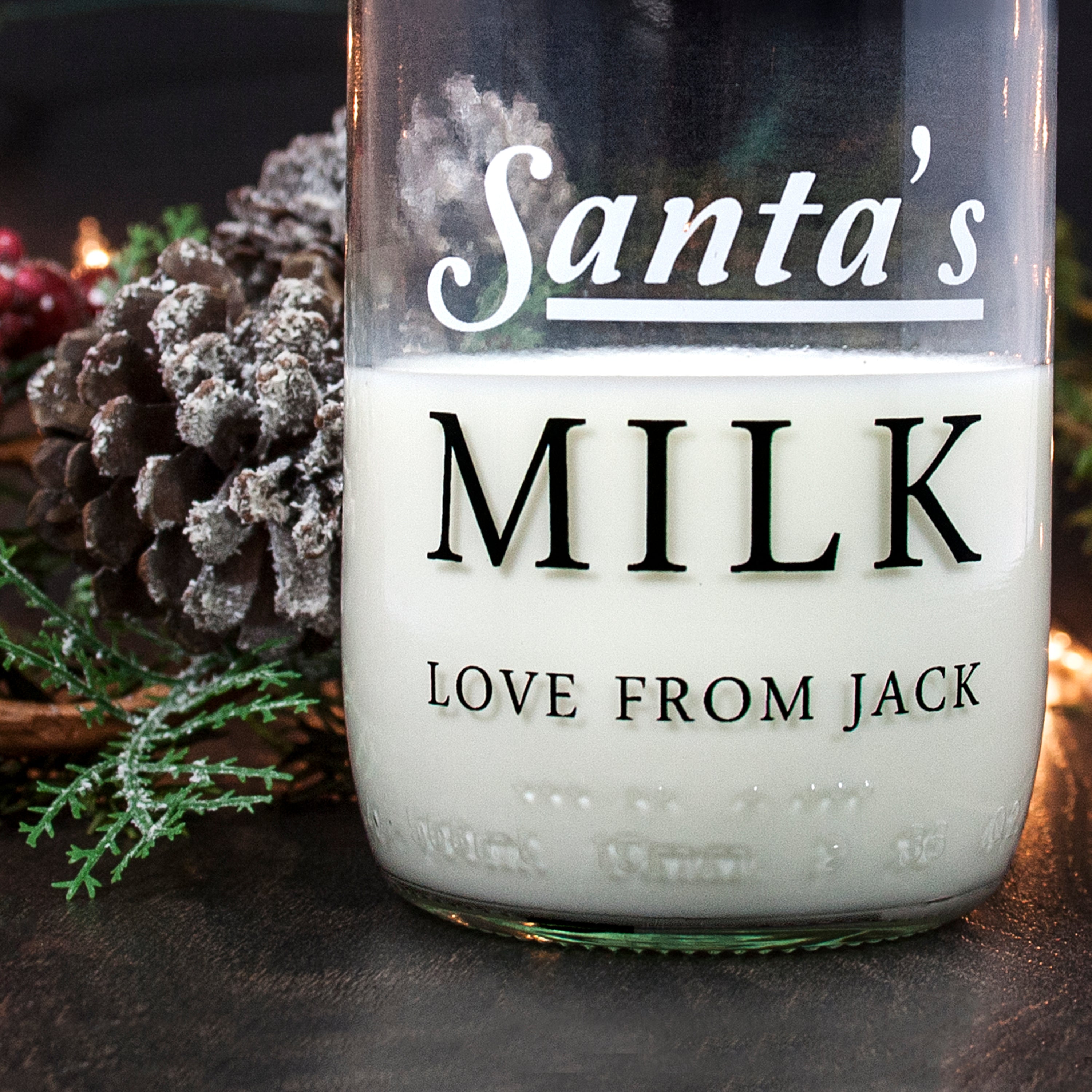 Santa's Glass Milk Bottle - treat-republic
