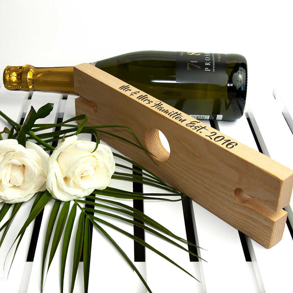 Personalised Welsh Ash Wooden Champagne Holder - treat-republic
