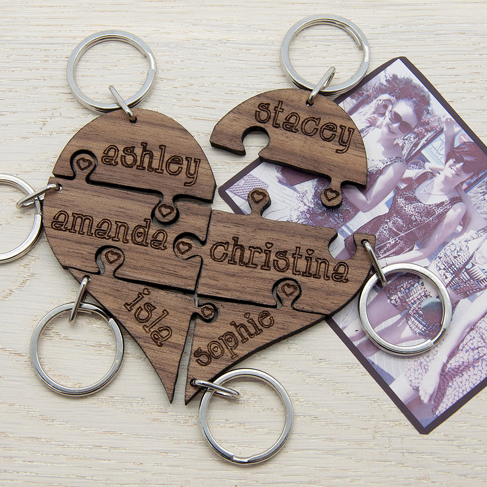 To Our Bridesmaid Heart Jigsaw Wooden Keyring - treat-republic