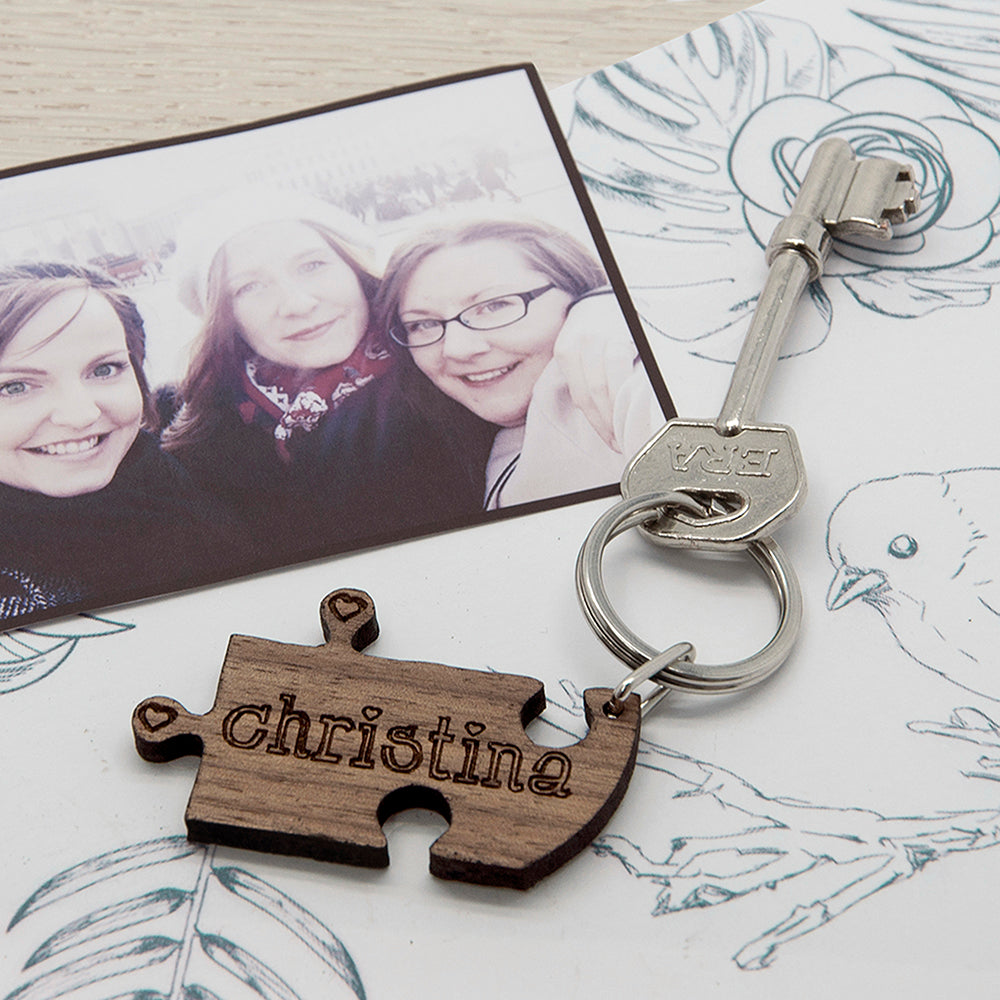 To Our Bridesmaid Heart Jigsaw Wooden Keyring - treat-republic