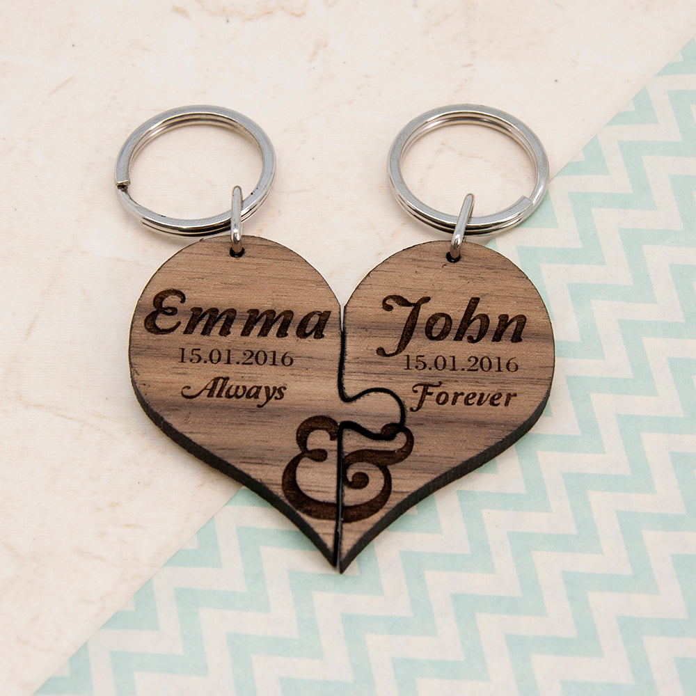 Always & Forever Couples' Jigsaw Keyring - treat-republic