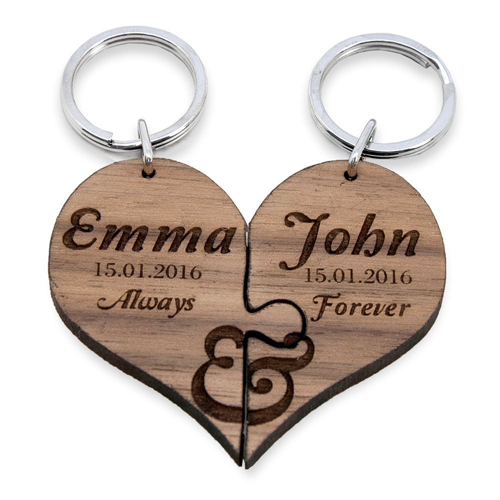 Always & Forever Couples' Jigsaw Keyring - treat-republic