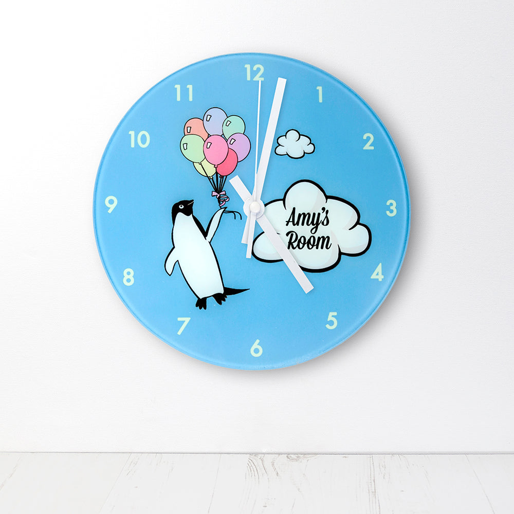 Percy Penguin Personalised Wall Clock - treat-republic