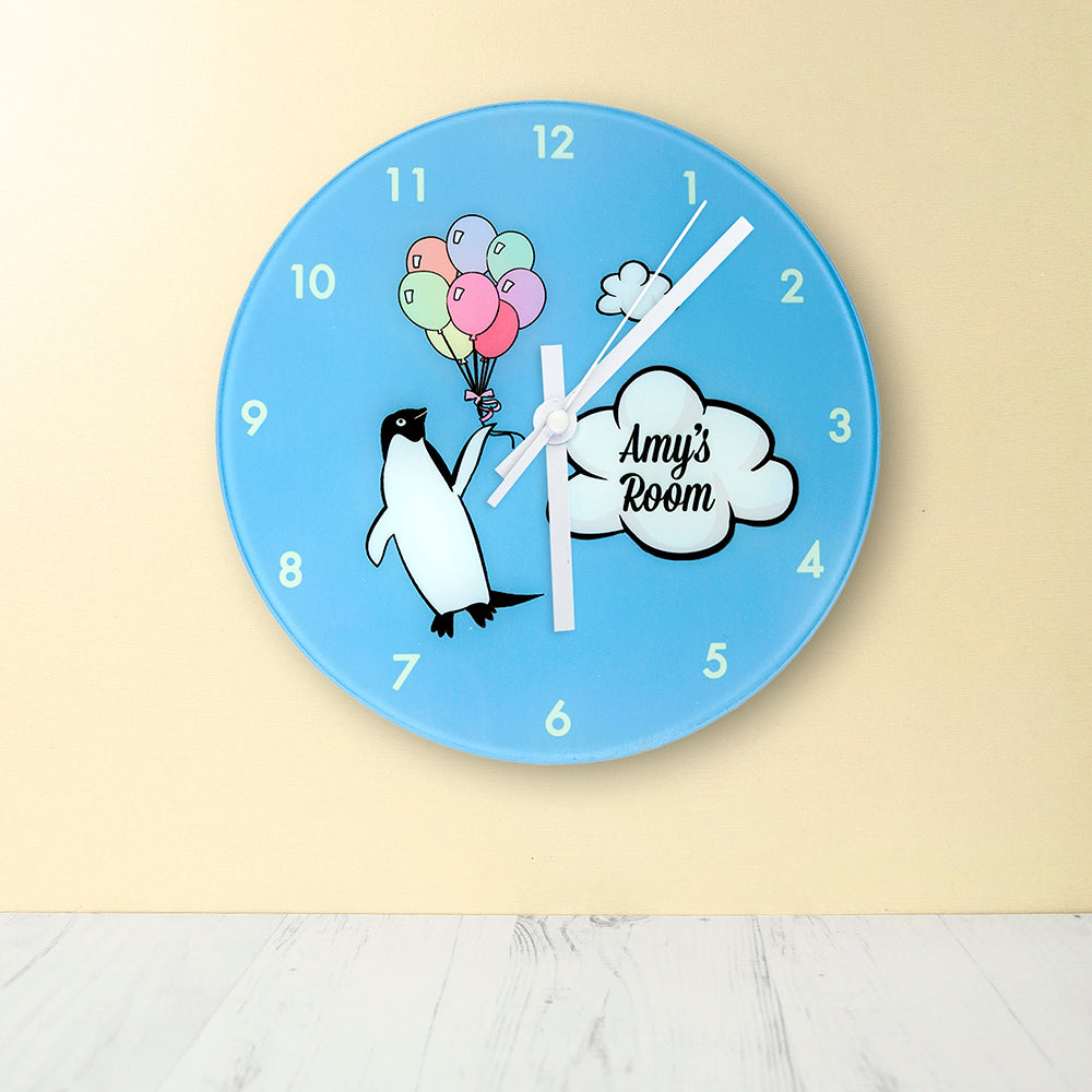 Percy Penguin Personalised Wall Clock - treat-republic