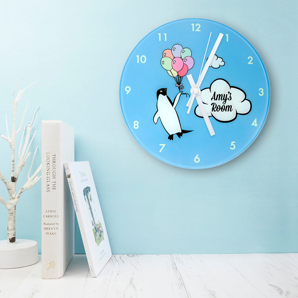 Percy Penguin Personalised Wall Clock - treat-republic