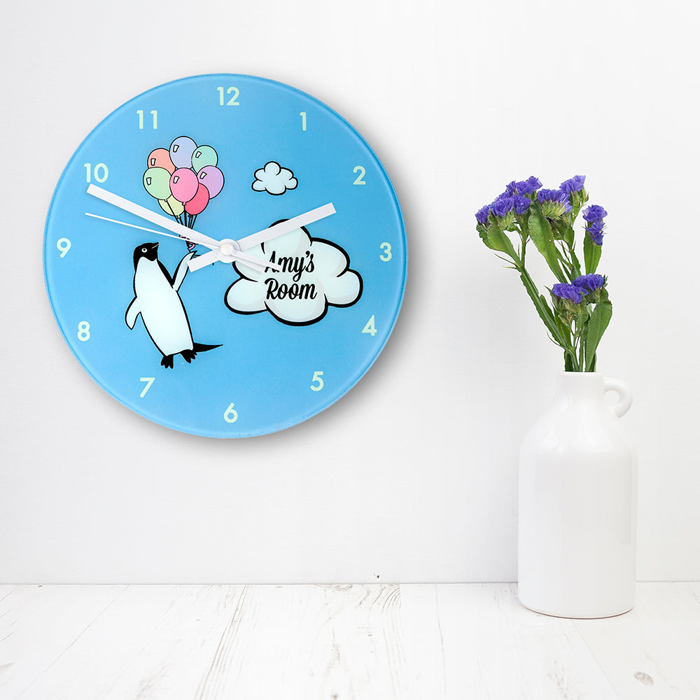 Percy Penguin Personalised Wall Clock - treat-republic