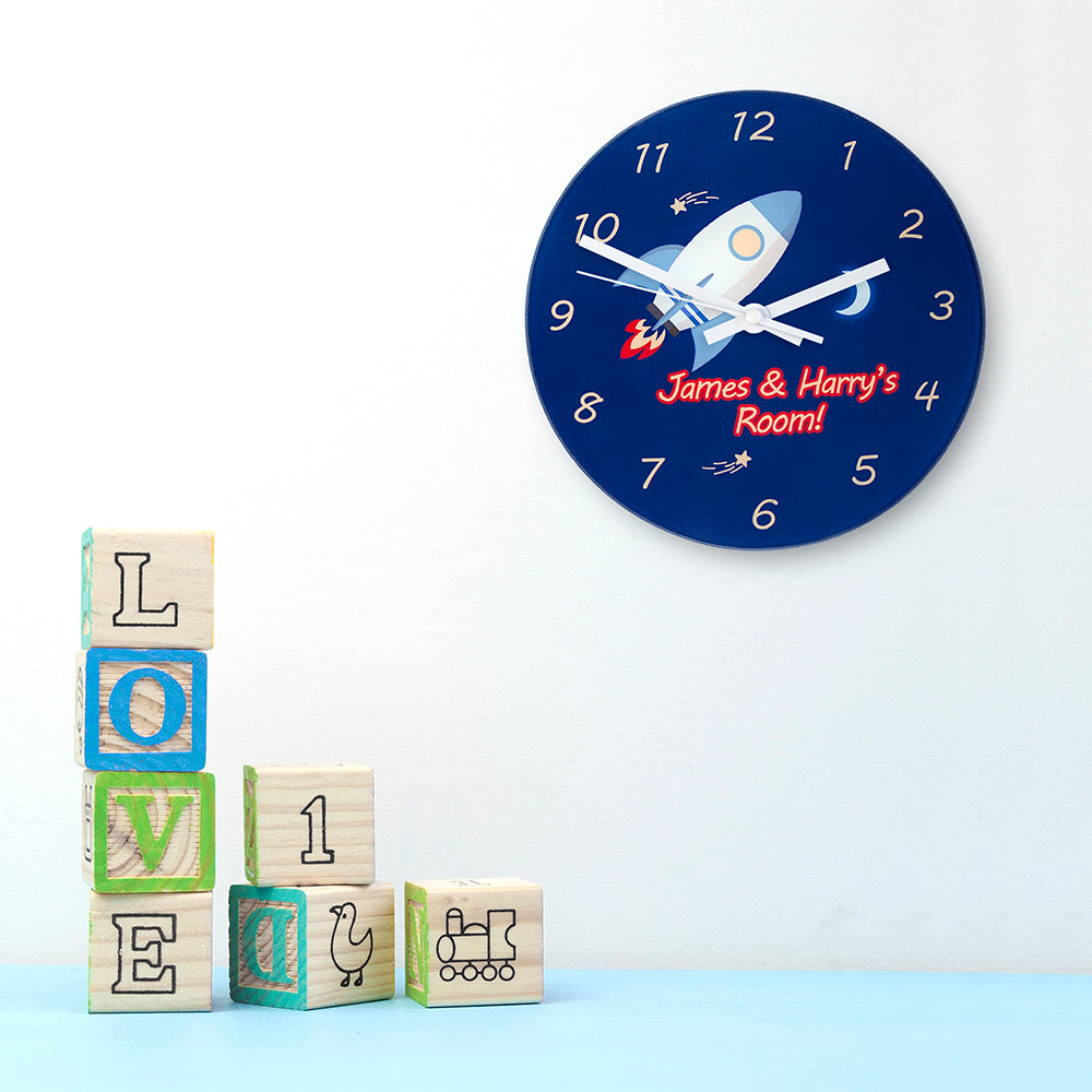 Rocket To The Moon Personalised Wall Clock - treat-republic