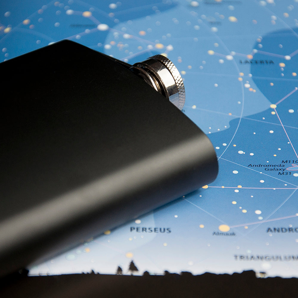 Star Constellation Matte Black Hip Flask - treat-republic